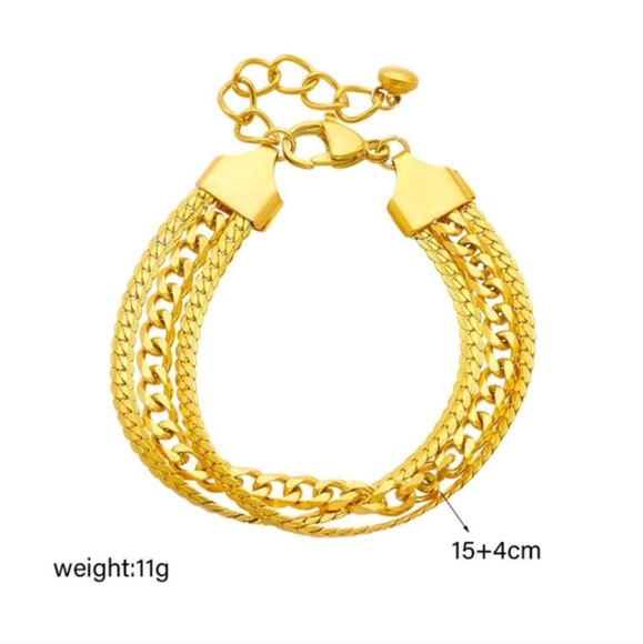 1pc Gold-plated Three-layer Braided Rope Chain Stainless Steel Decoration Bracel - Picture 3 of 3